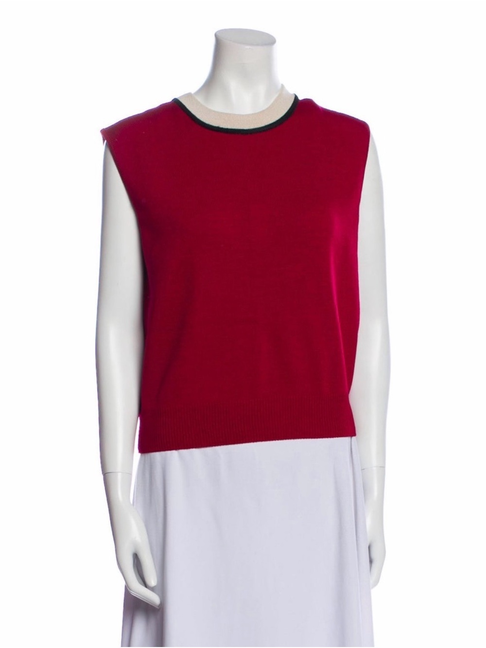St. John Collection Red Short-Sleeve Knit Cream and Black Piping Set – Sz. M - Picture 5 of 5